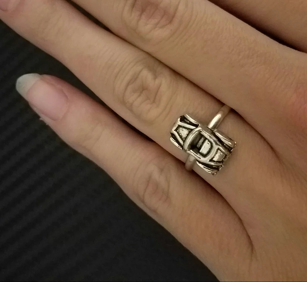 Men's Grooved Ceramic and Wedding Ring in White Gold Black