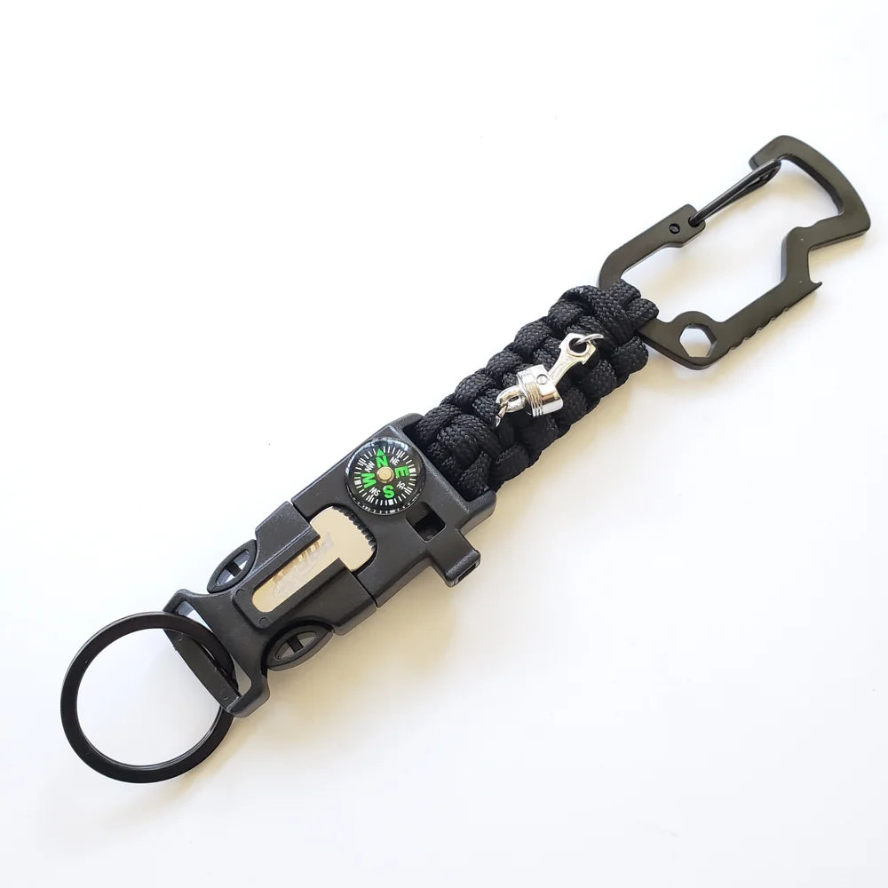 Garage Girls Jewelry Piston Survival Paracord Keychain Black