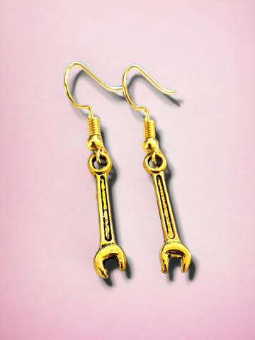 Gold Wrench Earrings