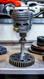 Piston Skull Face Sculpture