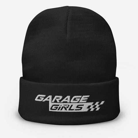 Garage Girls Embroidered Beanie (White Logo)