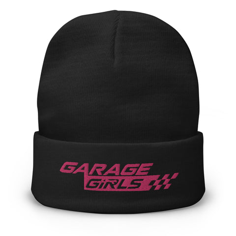 Garage Girls Embroidered Beanie (Pink Logo)