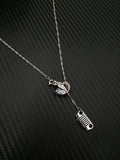 Jeep & Crystal Heart Lariat Necklace