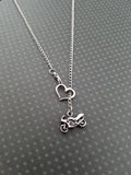 Street Bike Heart Lariat Necklace