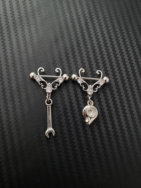 Car Part Nipple Rings Garage Girls Jewelry