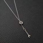 Hex Nut & Car Part Lariat Necklace