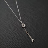 Hex Nut & Car Part Lariat Necklace