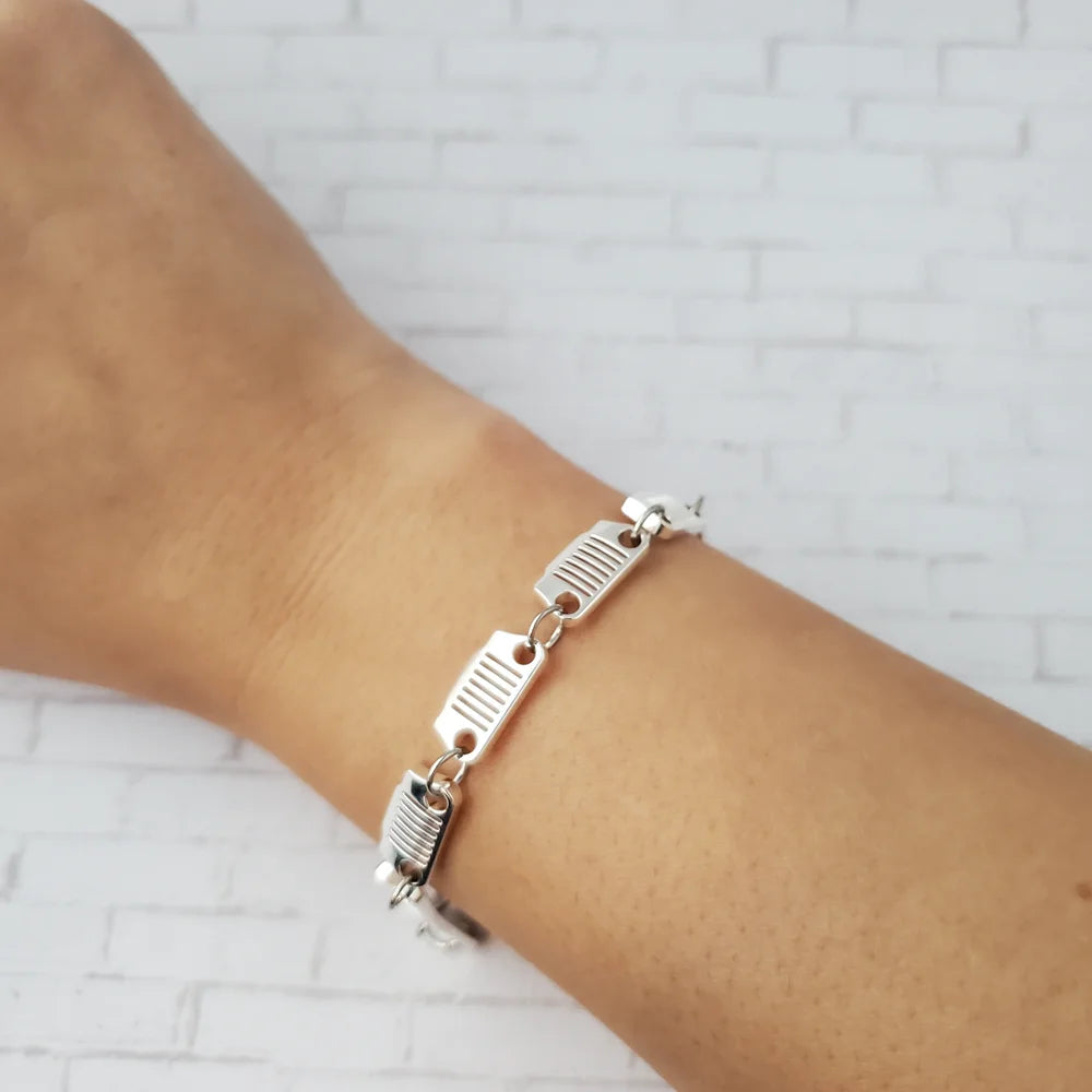 Jeep Grill Bracelet Sterling Silver Garage Girls Jewelry