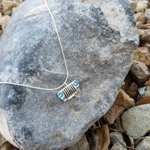 Jeep Grill Crystal Headlight Necklace