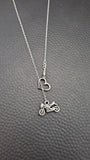 Street Bike Heart Lariat Necklace