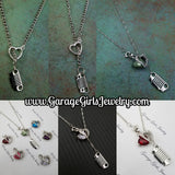 Jeep & Crystal Heart Lariat Necklace