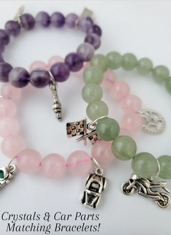 Crystals & Car Part Bead Bracelet