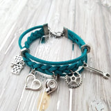 Leather Car Part Charm Bracelet